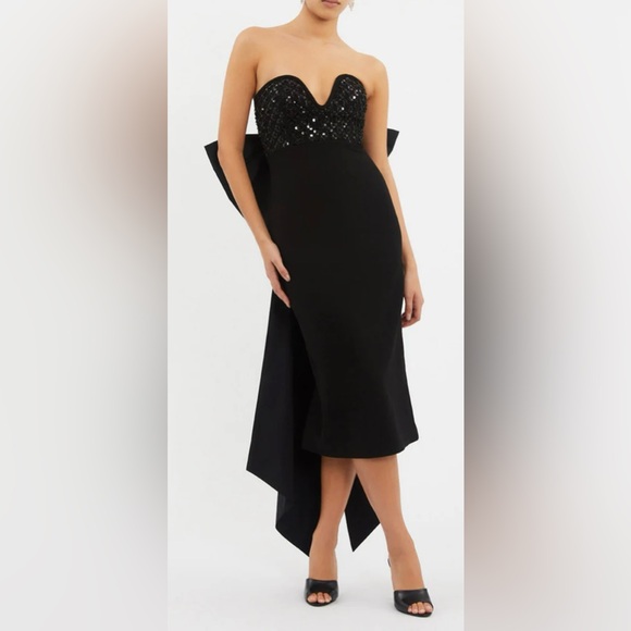 Rebecca Vallance Black Embellished Dress - Picture 1 of 8